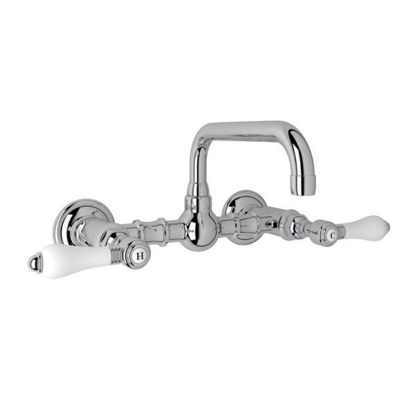 Italian Bath Vocca Wall Mounted Bridge Faucet In Polished Chrome, Rohl, Mfr#: A1423LPAPC-2
